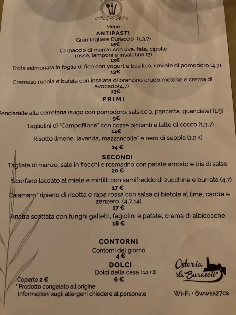 Menü_Osteria da Buraccio'_Cerreto d'Esi_Bild_2