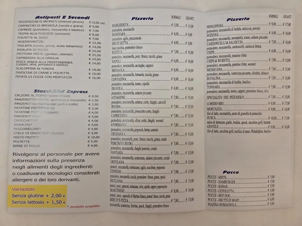 Menu_Pizza Express Music Pub Cafè_Carovigno_image_1