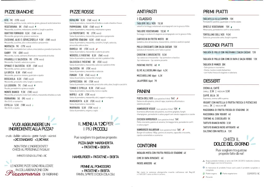 Menu_H2O Food & Drink - Ristorante Pizzeria Bar_Fabriano_image_1