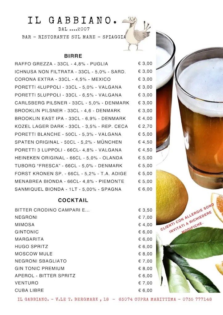 Menu_Il Gabbiano - Ristorante - Stabilimento Balneare _Cupra Marittima_immagine_2