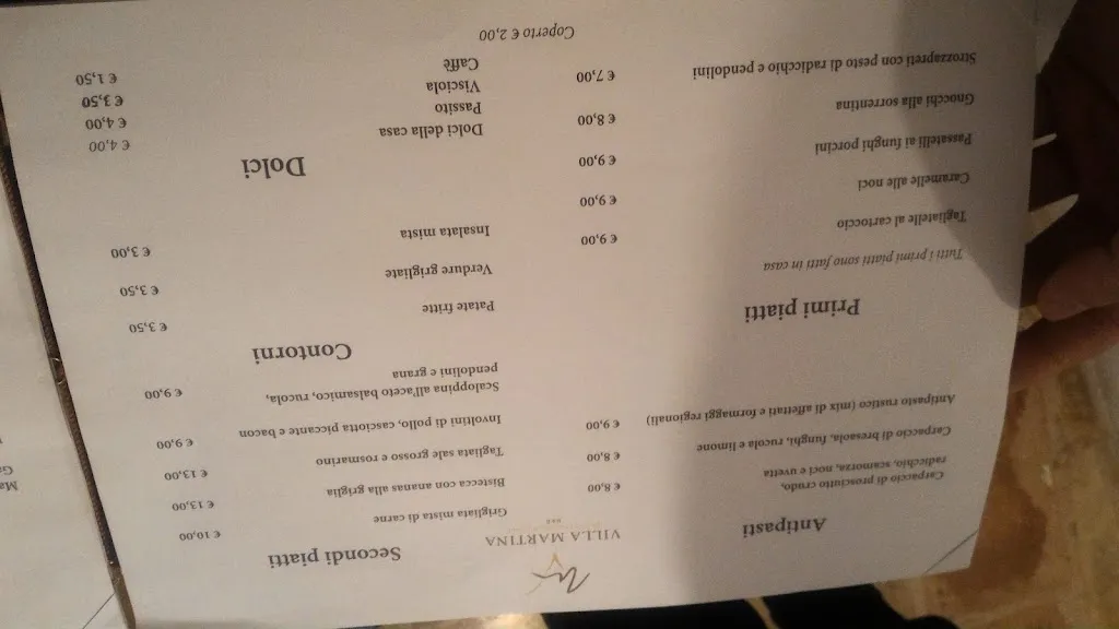 Menu_Villa Martina Degustazione Rurale - B&B_Fermignano_image_1