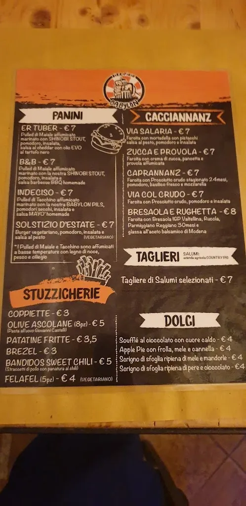 Menu_Babylon Tap Room_Folignano_image_1
