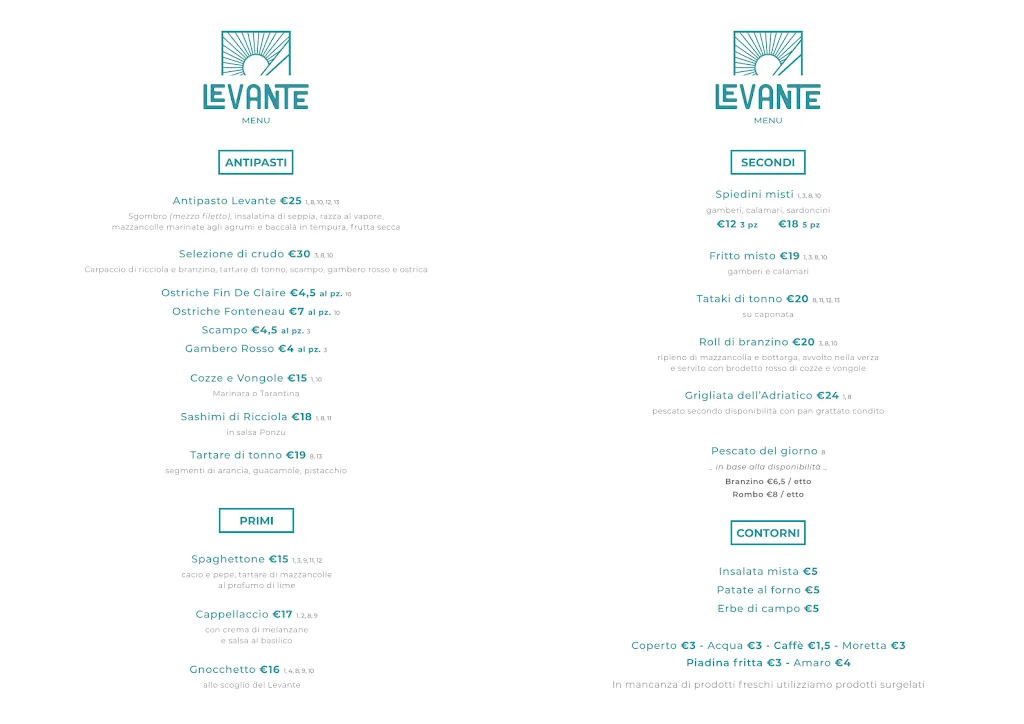 Menu_Levante - Ristorante & Fish Bar_Gabicce Mare_image_1