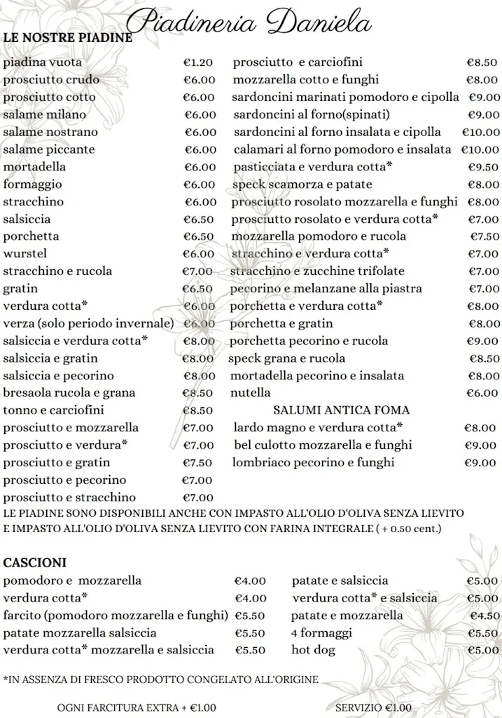 Menu_Piadineria Daniela_Gabicce Mare_image_1