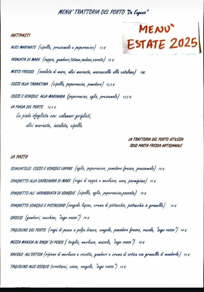 Menu_Trattoria Del Porto 