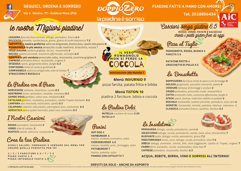 Menü_DoppioZero Piadineria_Gabicce Mare_Bild_1