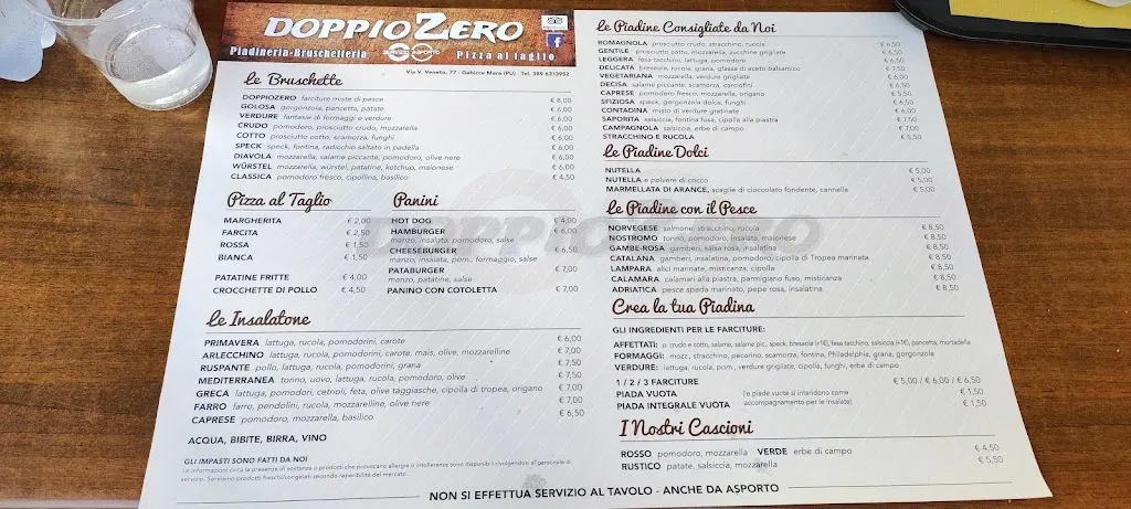 Menü_DoppioZero Piadineria_Gabicce Mare_Bild_4