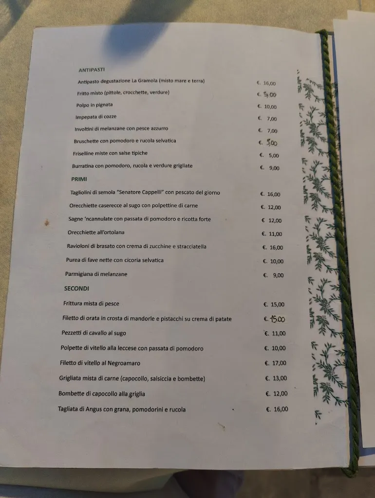 Menu_Ristorante La Gràmola - c/o Fondazione Le Costantine_Casamassella_image_1