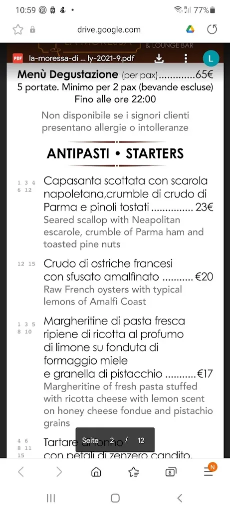 Menu_La Moressa italian bistro_Palmiano_image_4