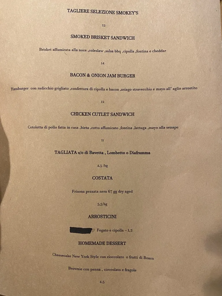 Menu_Smokey's_Porto Sant'Elpidio_image_1