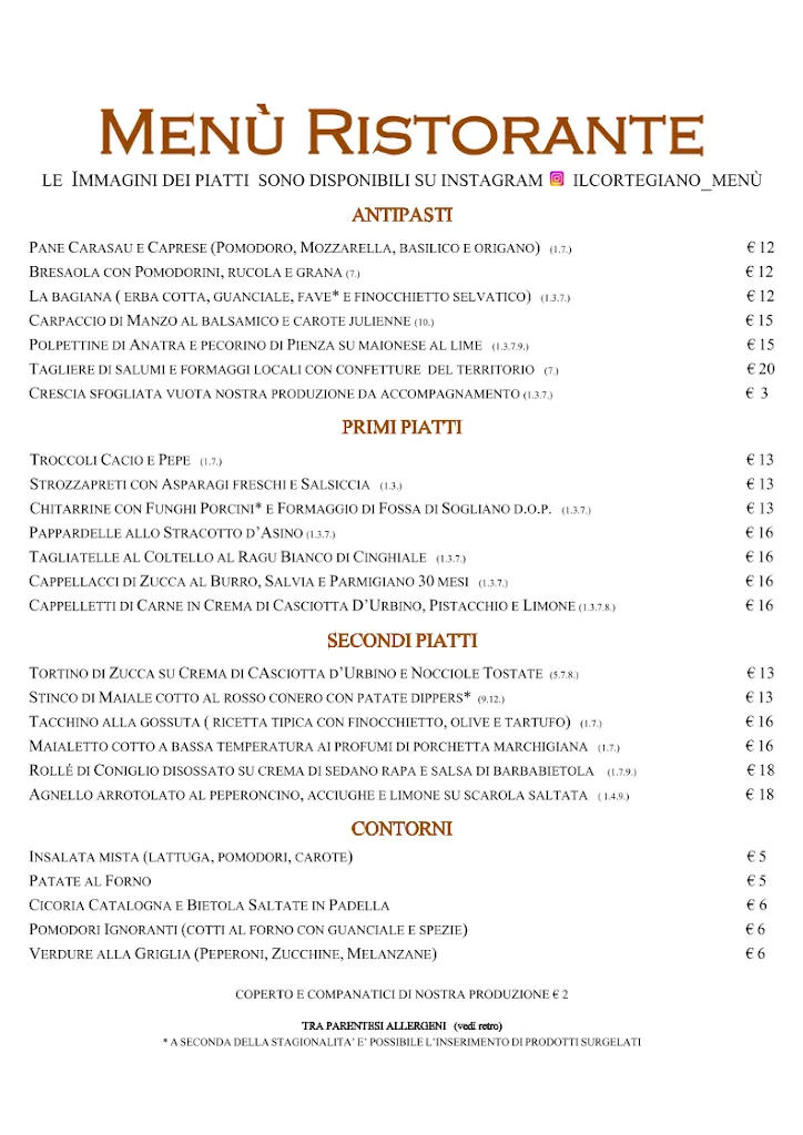 Menu_Il Cortegiano Ristorante_Urbino_immagine_2
