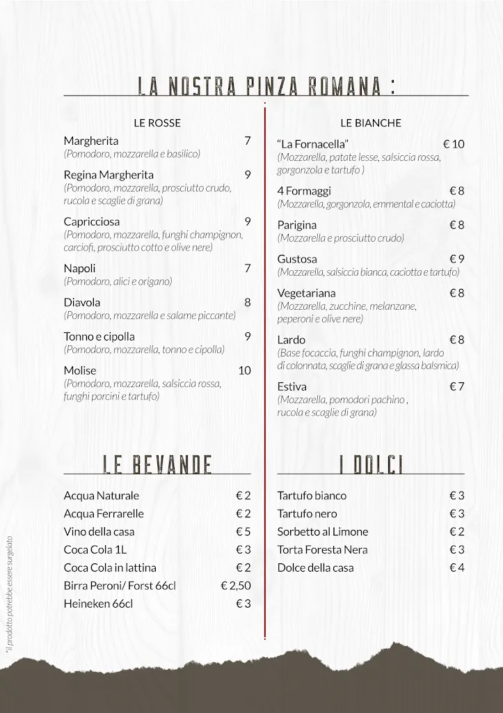 Menu_Trattoria La Fornacella e Bed & Breakfast 