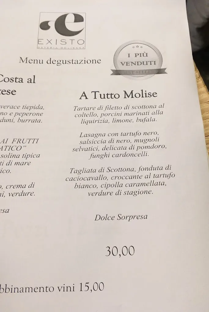 Menu_Existo - Osteria Molisana_Castelpizzuto_image_1