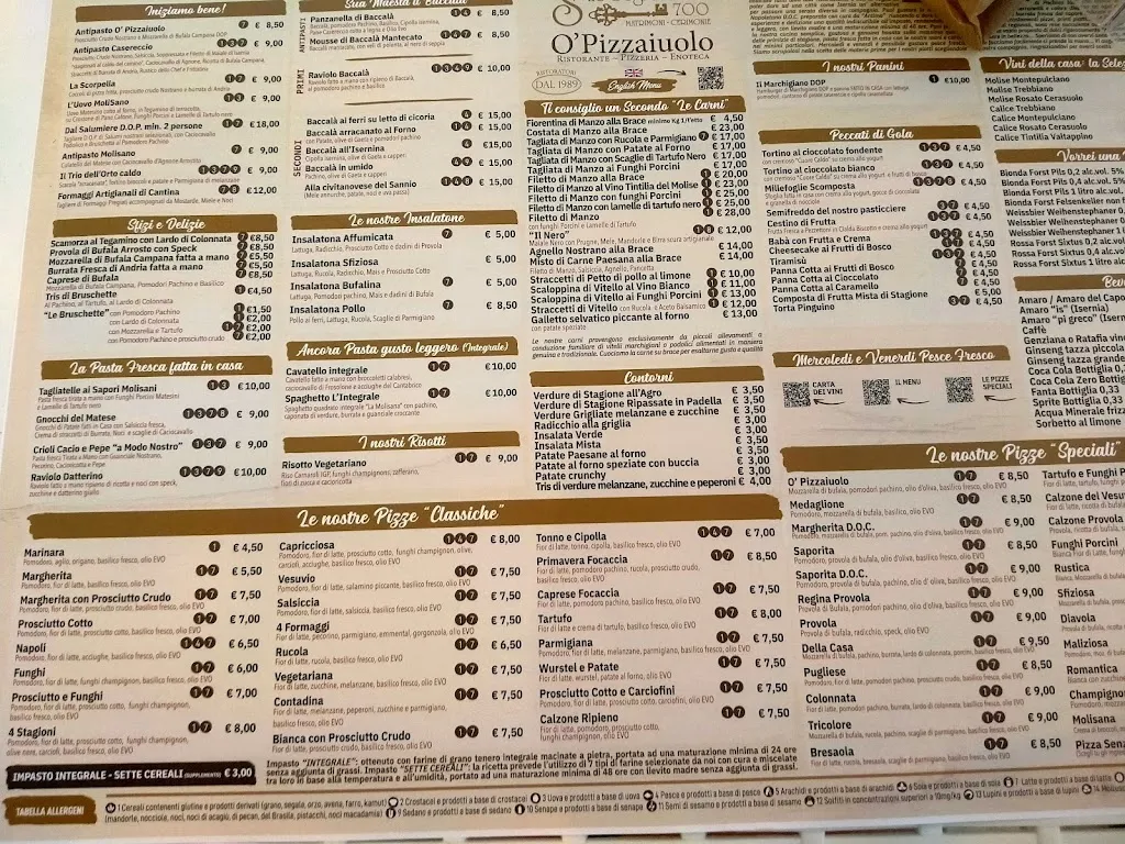 Menu_Osteria O' Pizzaiuolo - Le Segrete del '700_Isernia_image_2