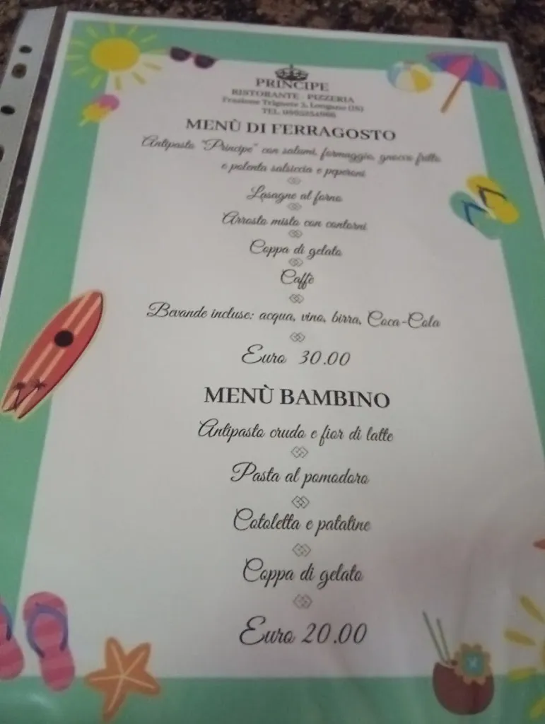 Menu_Pizzeria Ristorante Principe Angelo_Longano_image_1