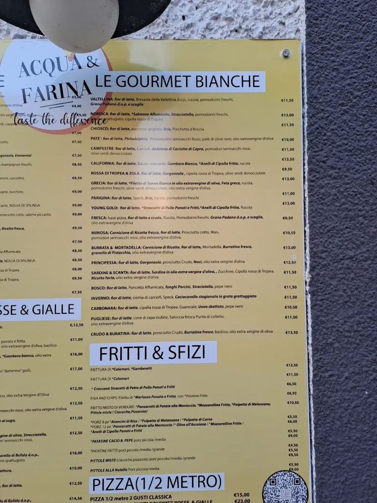 Menu_Pizzeria Acqua & Farina_Castrignano del Capo_image_1