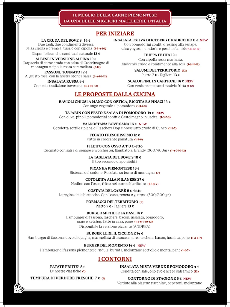 Menu_Ristorante BOVE'S macellai dal 1929 CUNEO_Bosia_immagine_1