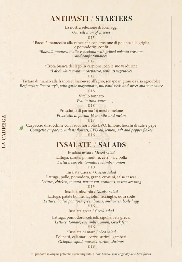 Menu_La Cadrega Restaurant_Cambiasca_image_1
