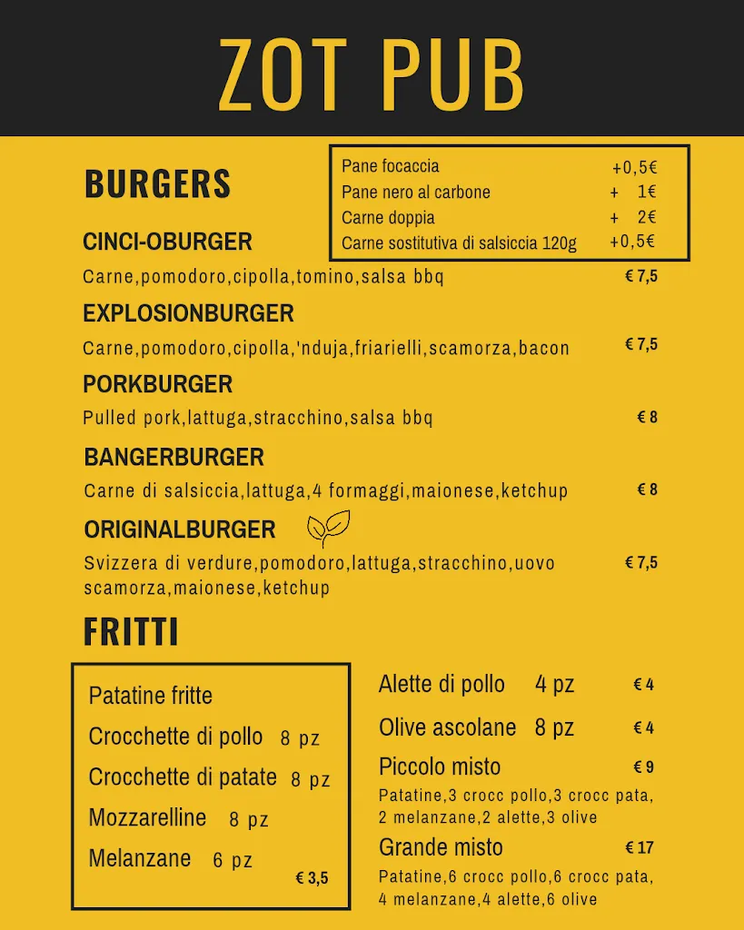 Menu_Zot! Pub Bar Risto_Caraglio_image_1