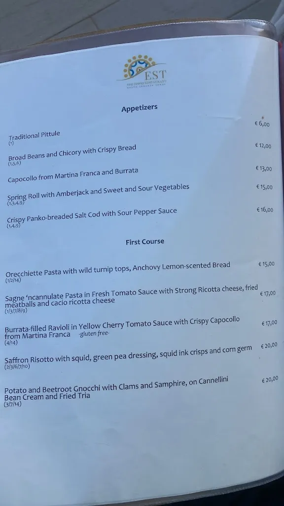 Menu_EST Restaurant_Cerfignano_image_1