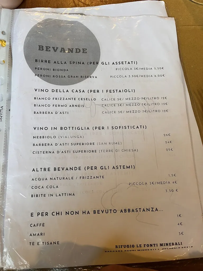 Menu_Rifugio Le Fonti Minerali - Pizzeria - Ceresole Reale - Guide Alpine Valle Dell' Orco_Ceresole Reale_image_1