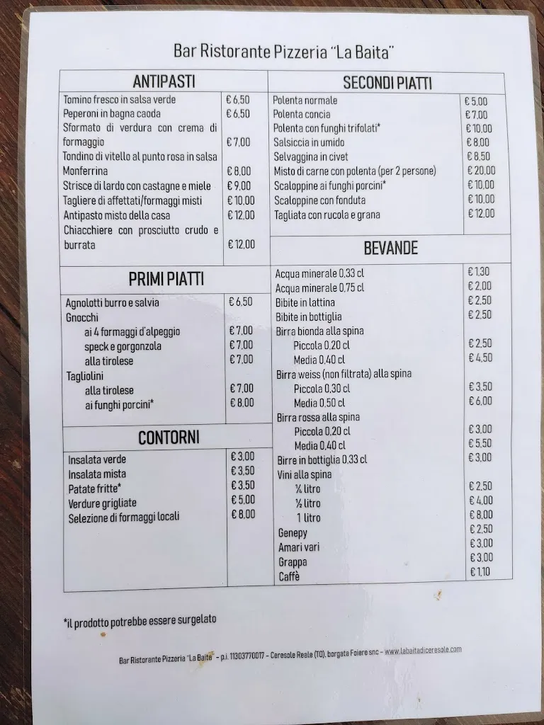 Menu_Bar Ristorante Pizzeria 