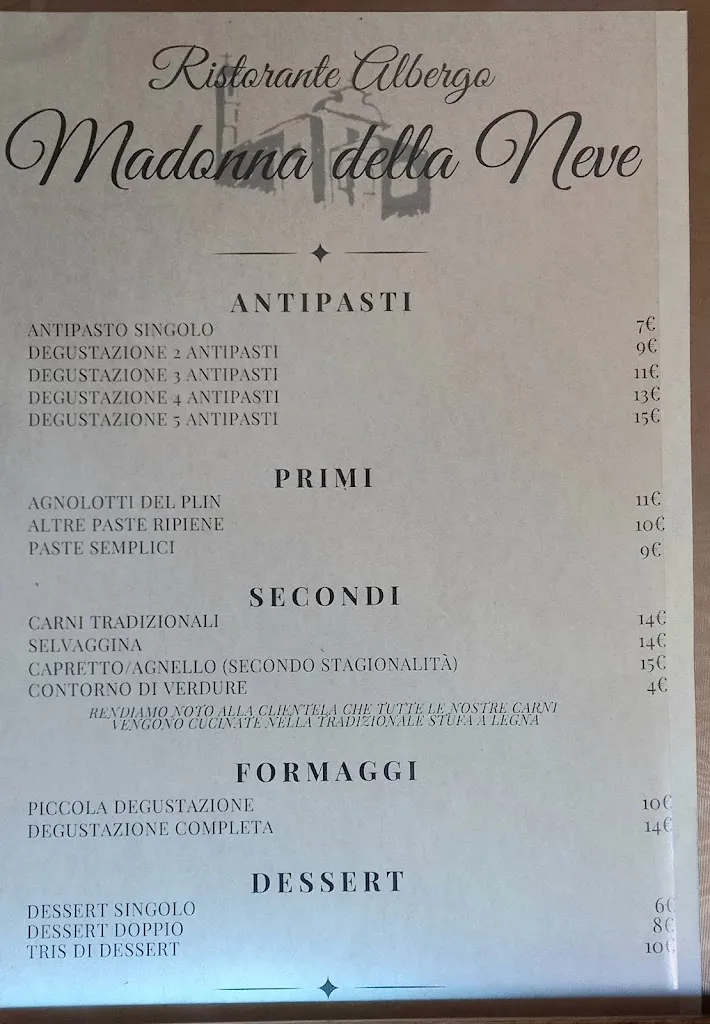 Menü_Ristorante - Albergo Madonna della Neve_Cessole_Bild_3