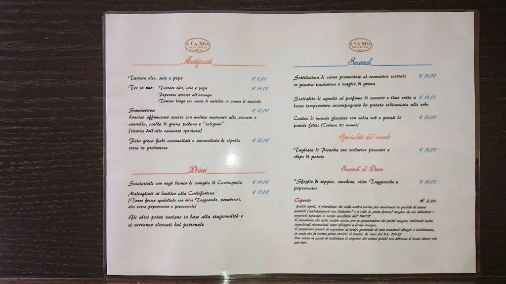 Menu_A Ca' Mia 