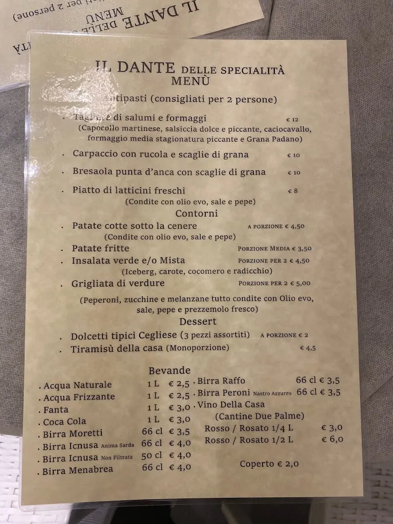 Menu_Il Dante delle Specialità Braceria_Ceglie Messapica_immagine_1