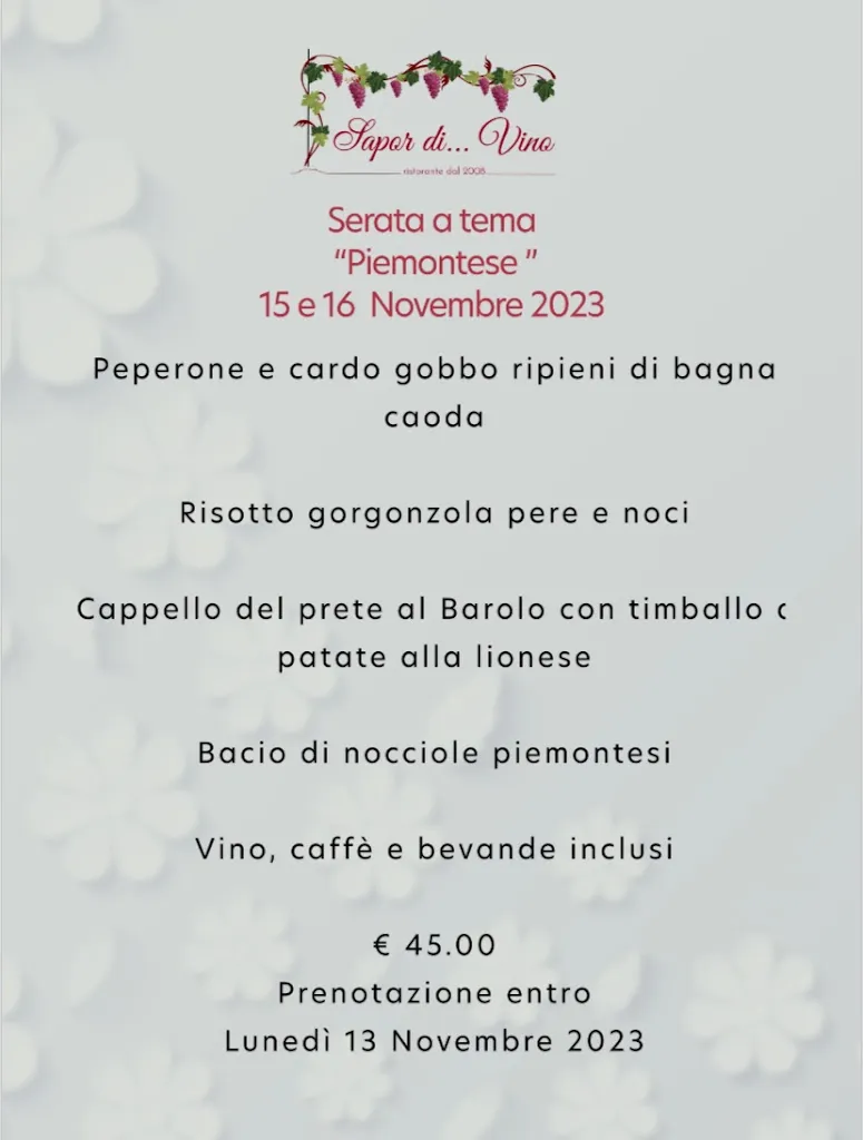 Menu_Ristorante Sapor di Vino Veruno località Revislate. _Comignago_image_2