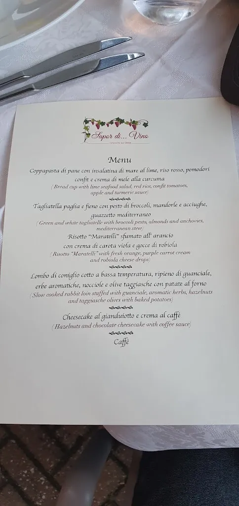 Menu_Ristorante Sapor di Vino Veruno località Revislate. _Comignago_image_4