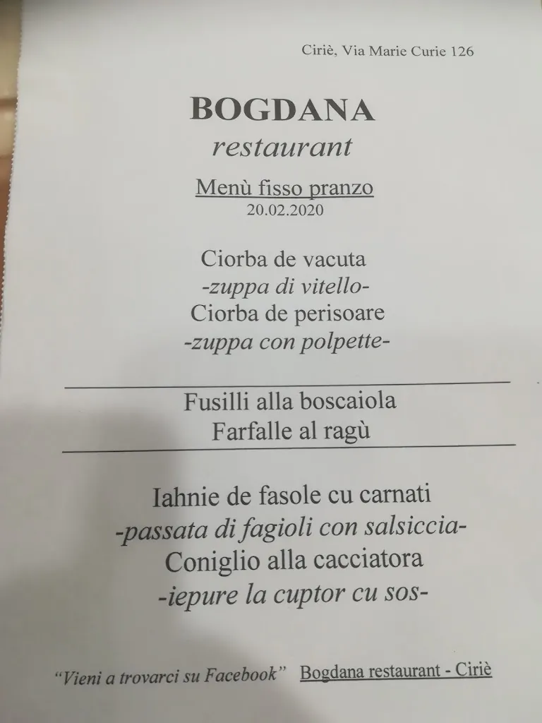 Bogdana restaurant in Ciriè