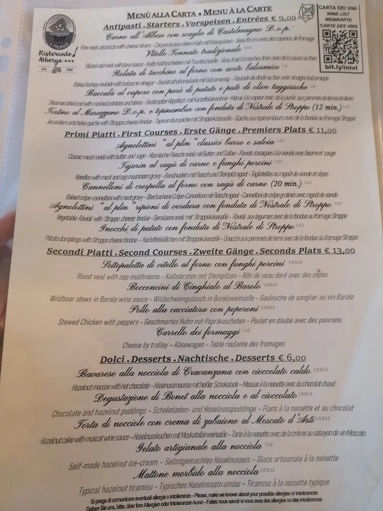 Menu_Ristorante Albergo 