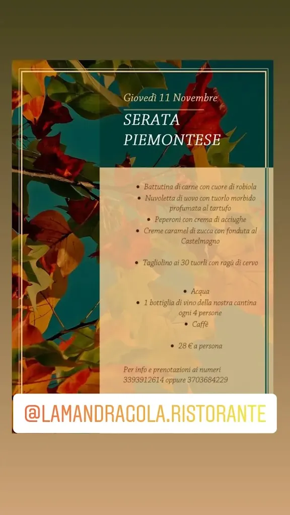 Menu_Ristorante LA MANDRAGOLA_Druento_image_1