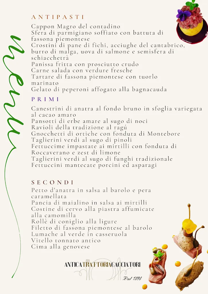 Menu_Antica Trattoria Cacciatori dal 1898 Ristorante_Fraconalto_image_1
