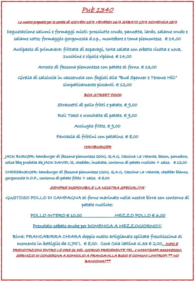 Menü_Pub 1340_Francavilla Bisio_Bild_1