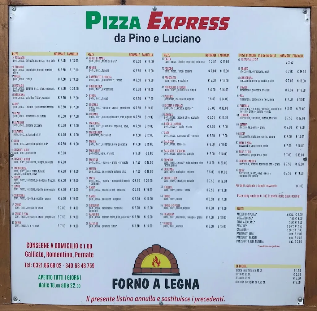 Menu_Pizza Express Galliate di Calia Francesca_Galliate_image_1