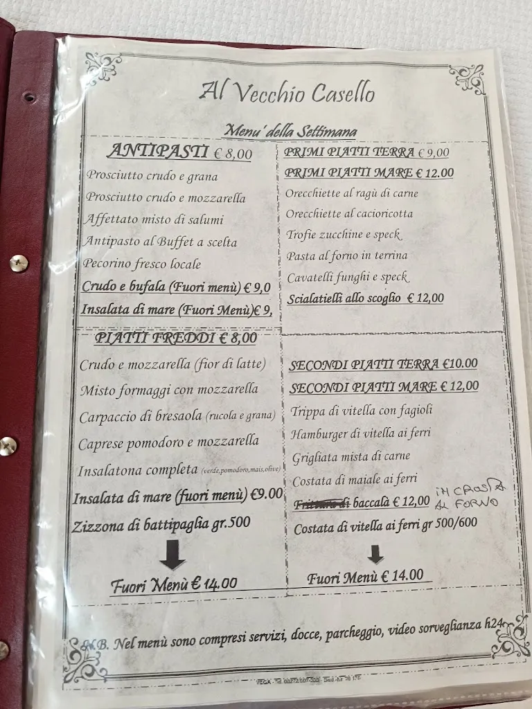 Menu_Al Vecchio Casello B&B - Trattoria Pizzeria - Prodotti Tipici Pugliesi_Cerignola_image_1