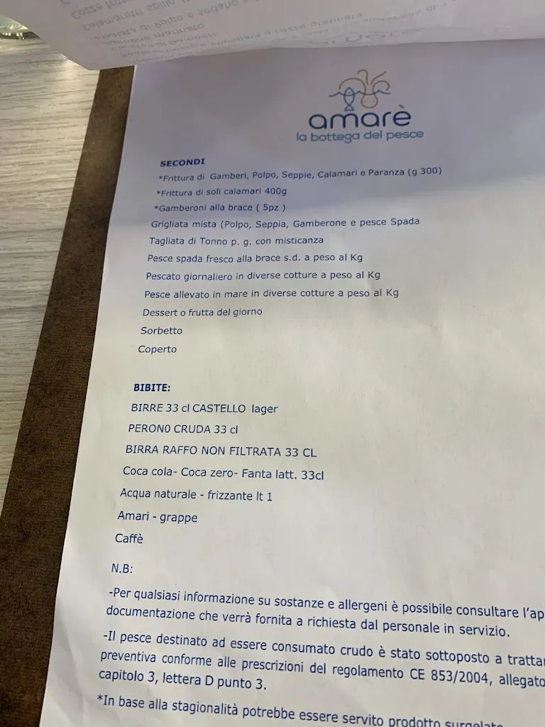 Menu_Amarè - La bottega del pesce_Conversano_immagine_2