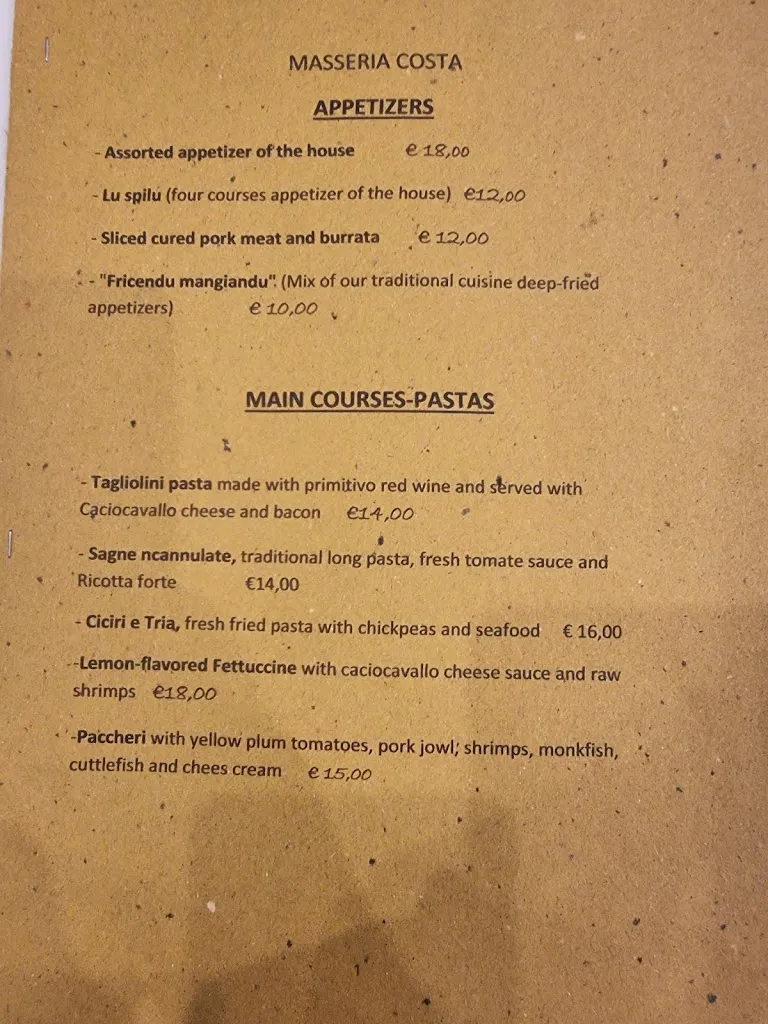 Menu_Masseria Costa_Corigliano d'Otranto_image_1