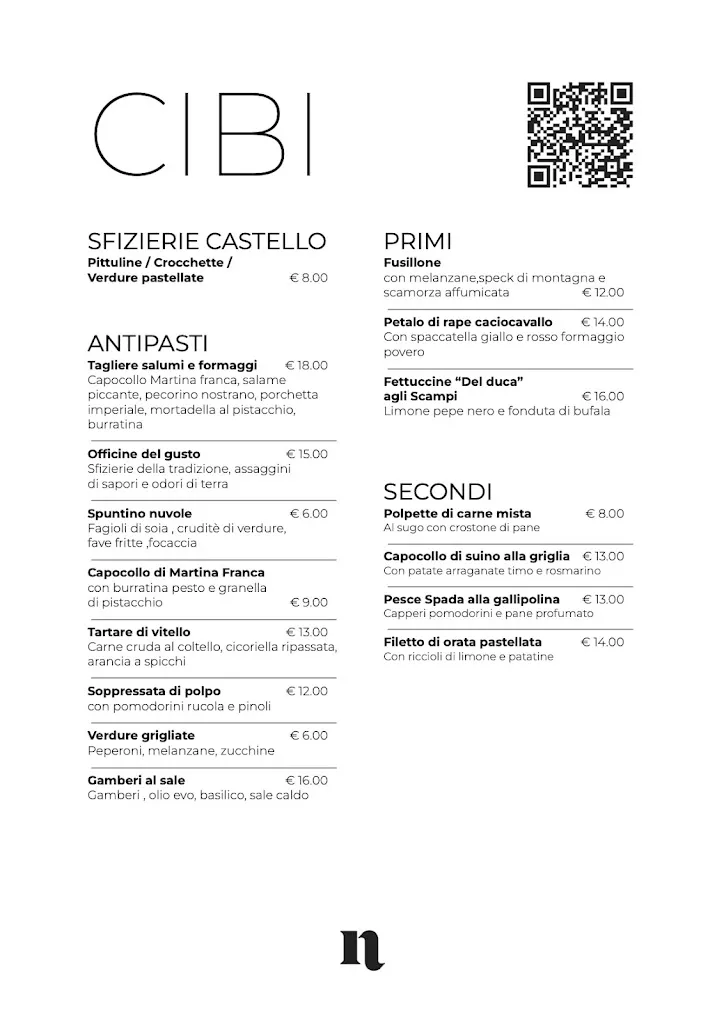 Menu_NUVOLE Castello Volante_Corigliano d'Otranto_image_1