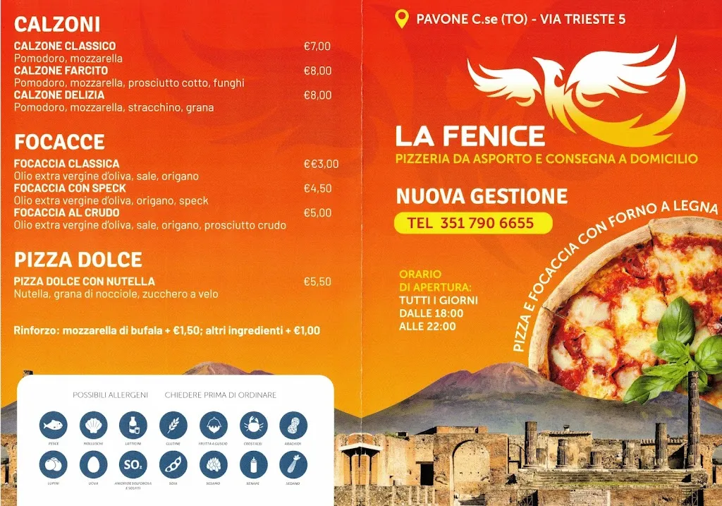 Menu_La Fenice - Pizzeria d'asporto_Pavone Canavese_image_2