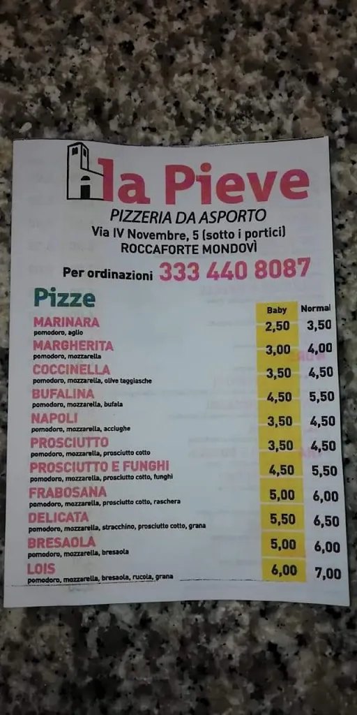 Menu_Pizzeria D'asporto La Pieve_Roccaforte Mondovì_image_1