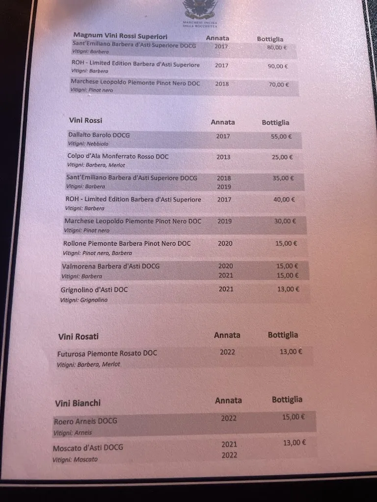 Menu_Cantine dei Marchesi Incisa della Rocchetta - Degustazioni Vini, Winery Lodge e Ristorante La Corte Chiusa_Rocchetta Tanaro_image_2