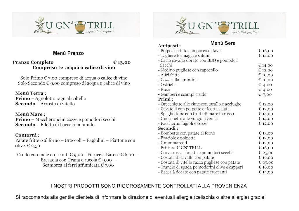 Menu_RISTORANTE U GN'TRILL_Rosta_image_1