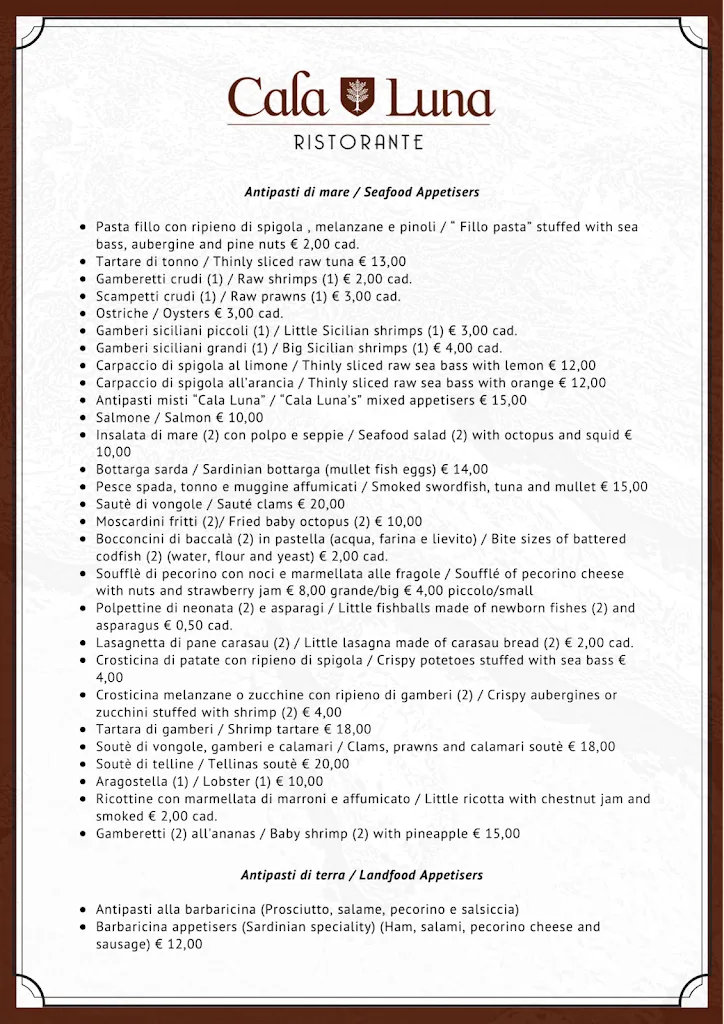 Menu_Cala Luna Ristorante Roma_Sale_image_2