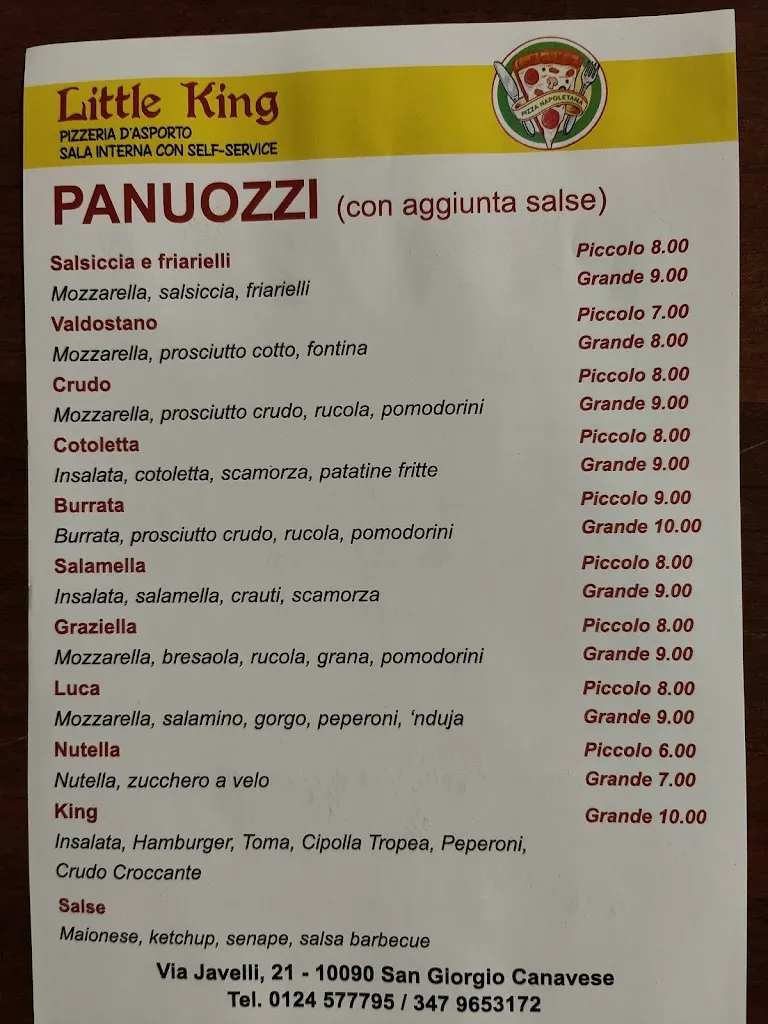 Menü_Pizzeria d'asporto Little King_San Giorgio Canavese_Bild_3