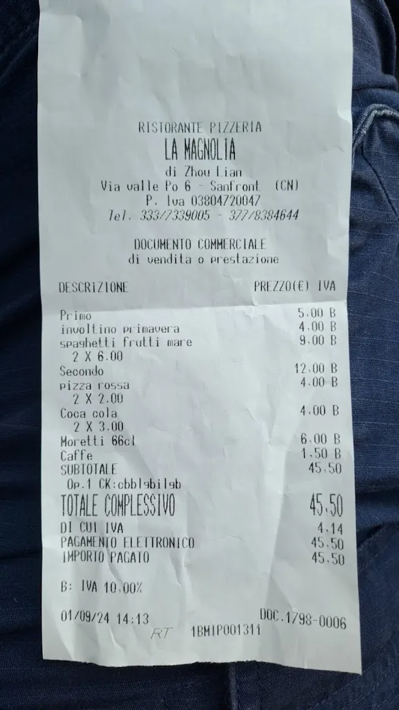 Emanuele_Ristorante pizzeria la magnolia_Sanfront_review