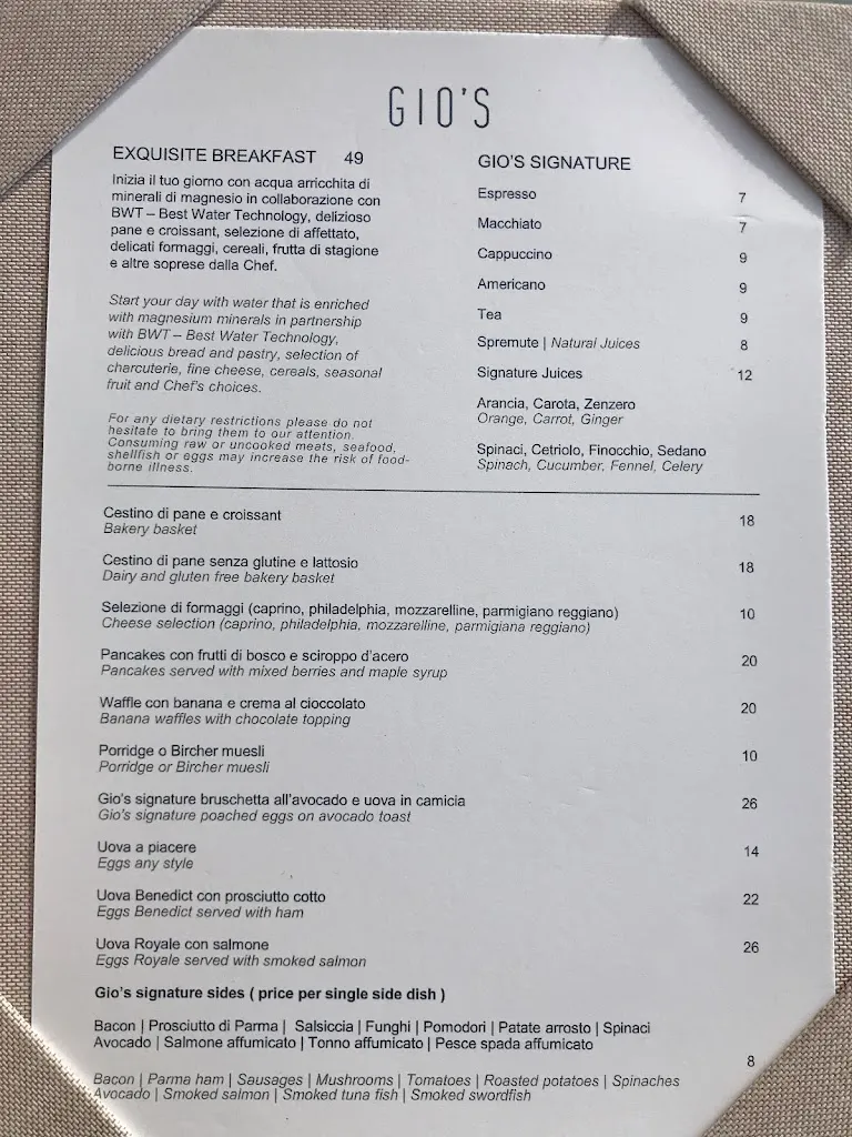 Menu_Gio's Restaurant & Terrace_San Giorgio_image_3