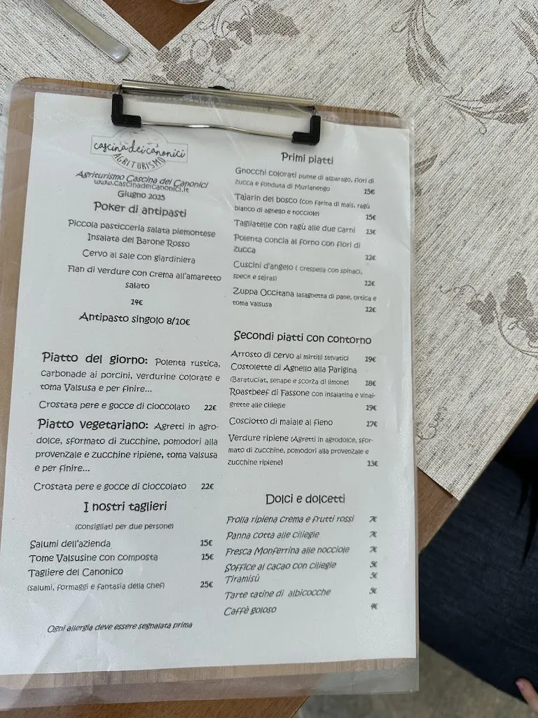 Menu_Cascina dei Canonici_Sant'Ambrogio di Torino_image_1